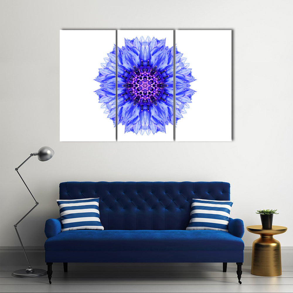 Blue Cornflower Mandala Canvas Wall Art