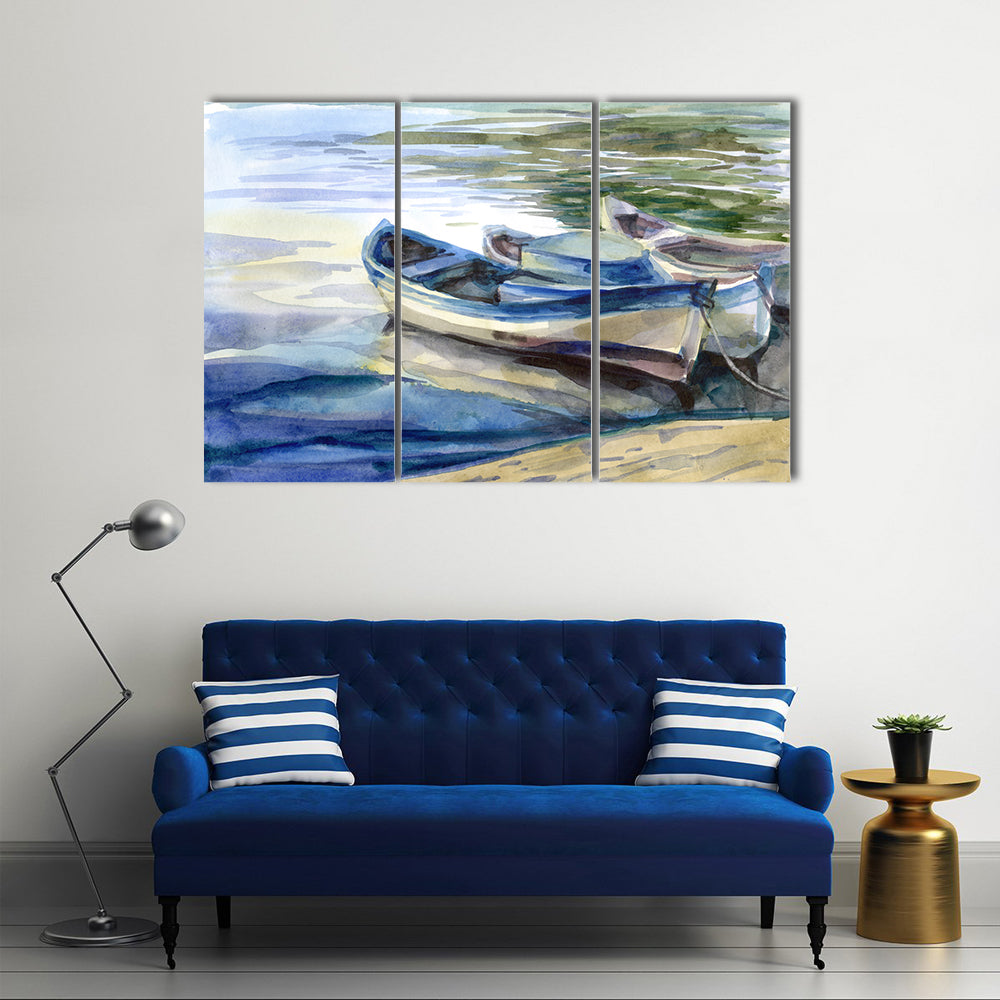 Seascape with Three Boats Canvas Wall Art