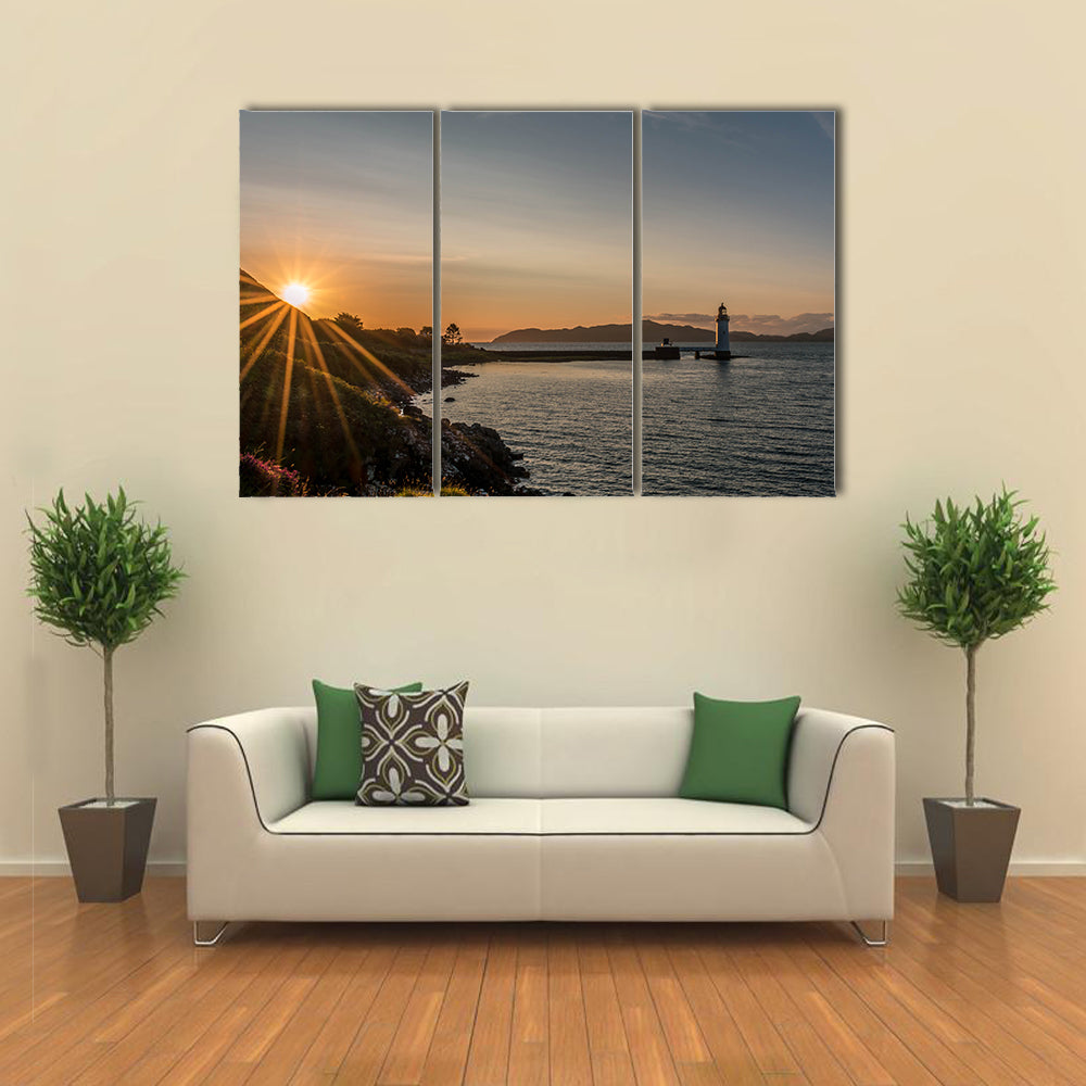 Sunset At Tobermory Lighthouse Scotland Canvas Wall Art
