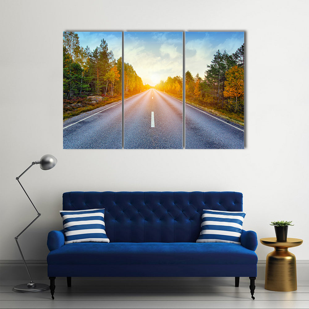 Scenic Road In Sweden Canvas Wall Art