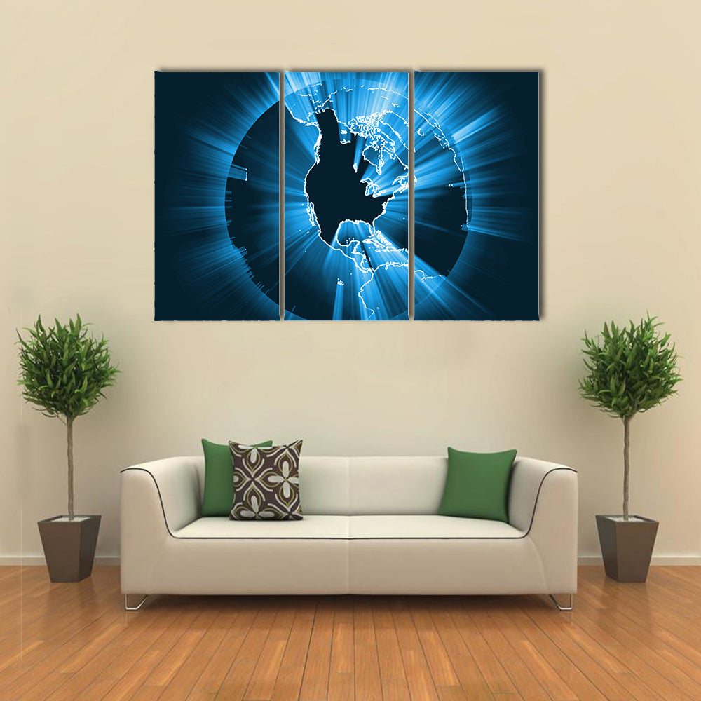 Glowing Coastline Starburst Light Flare Canvas Wall Art