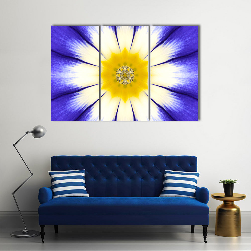 Kaleidoscope Blue Mandala Flower Canvas Wall Art