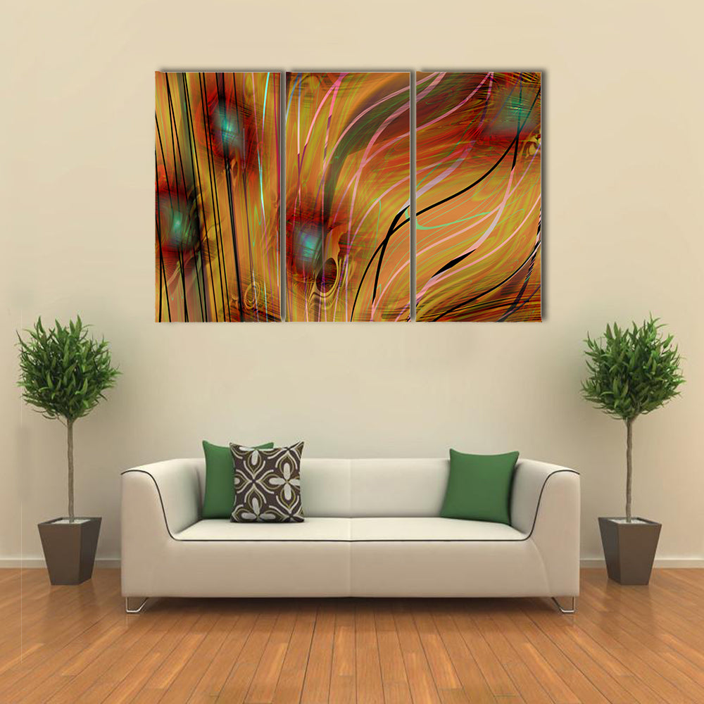 Swirling Teal, Gold, and Pink Abstract Canvas Wall Art