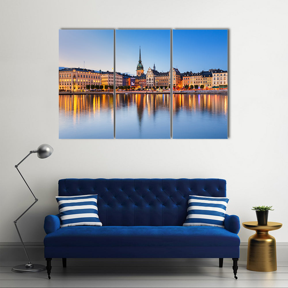 Gamla Stan In Stockholm At Evening Canvas Wall Art