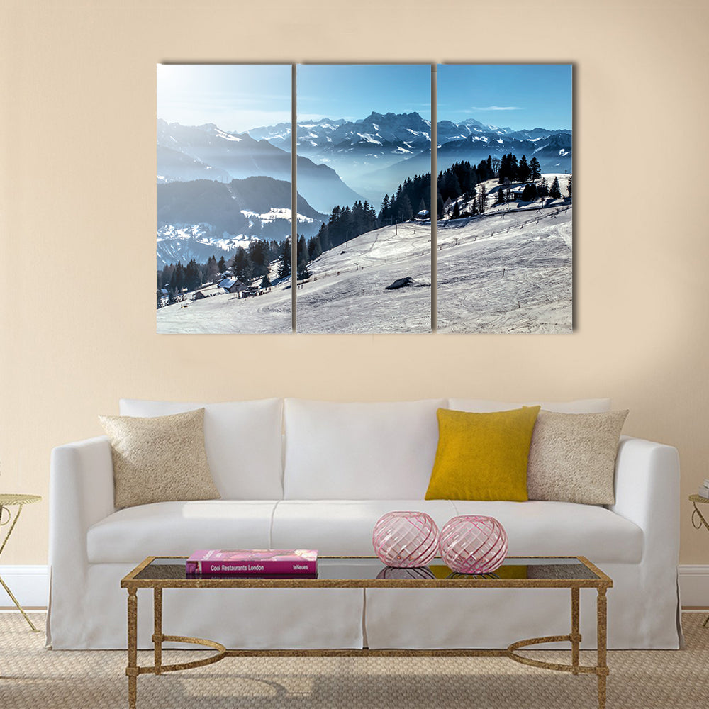 Winter Mountain Ski Slope Canvas Wall Art