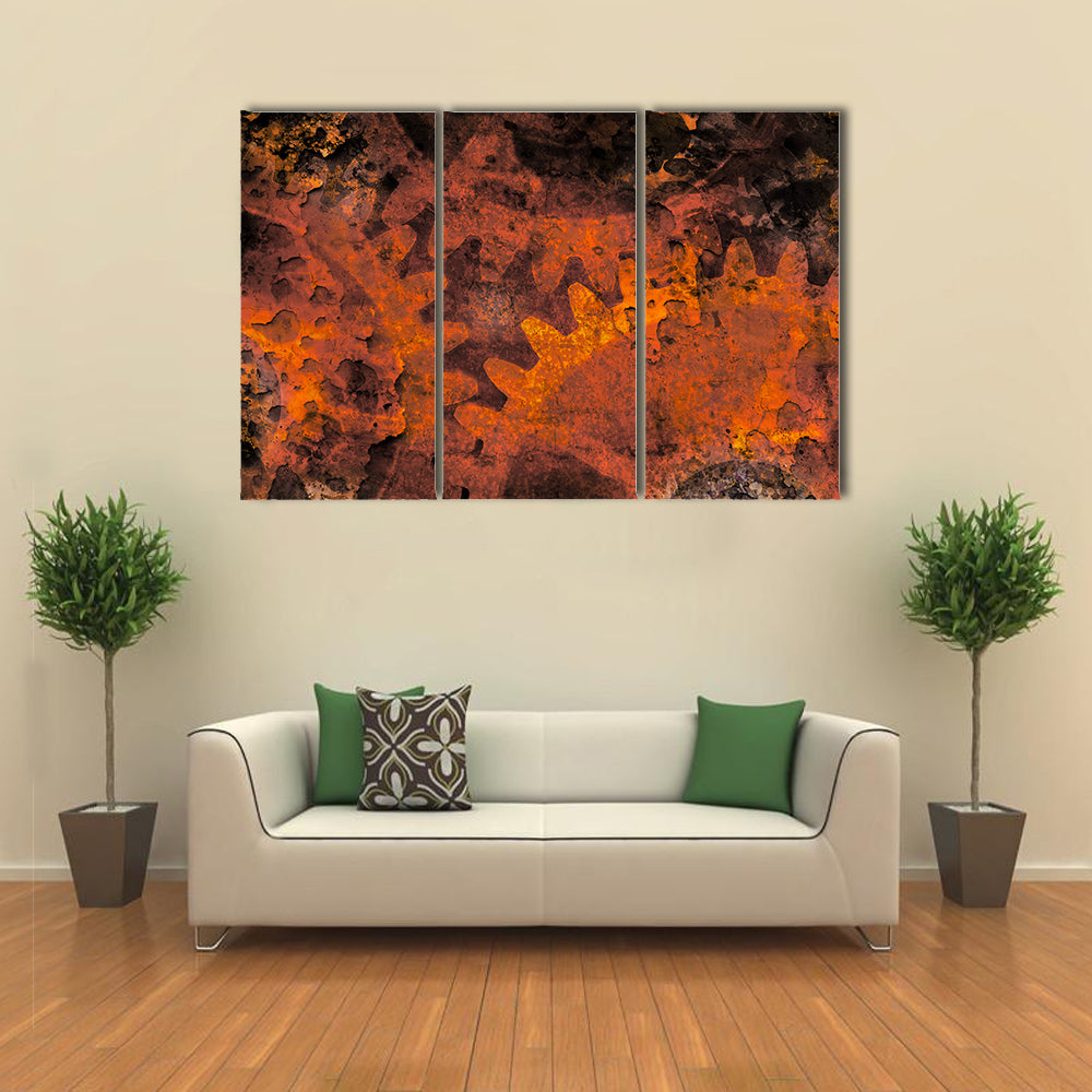 Rusted Gears and Cogs Canvas Wall Art