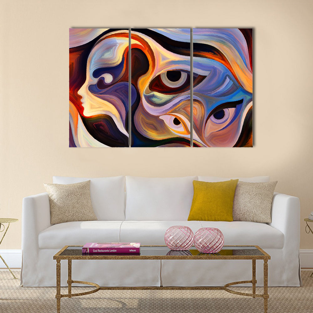 Human Profile &amp; Eye Elements Canvas Wall Art