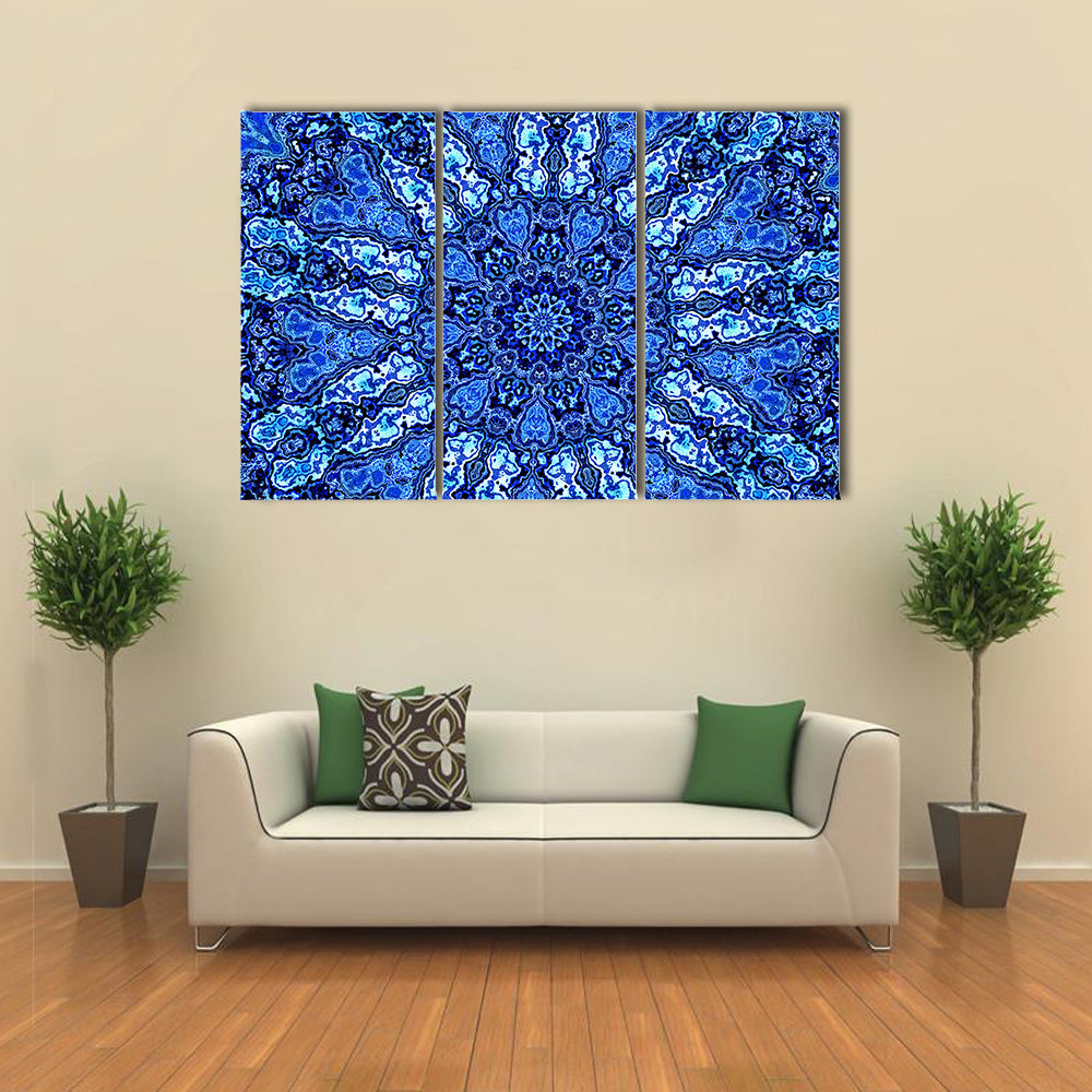 Blue Mandala Fractal Canvas Wall Art