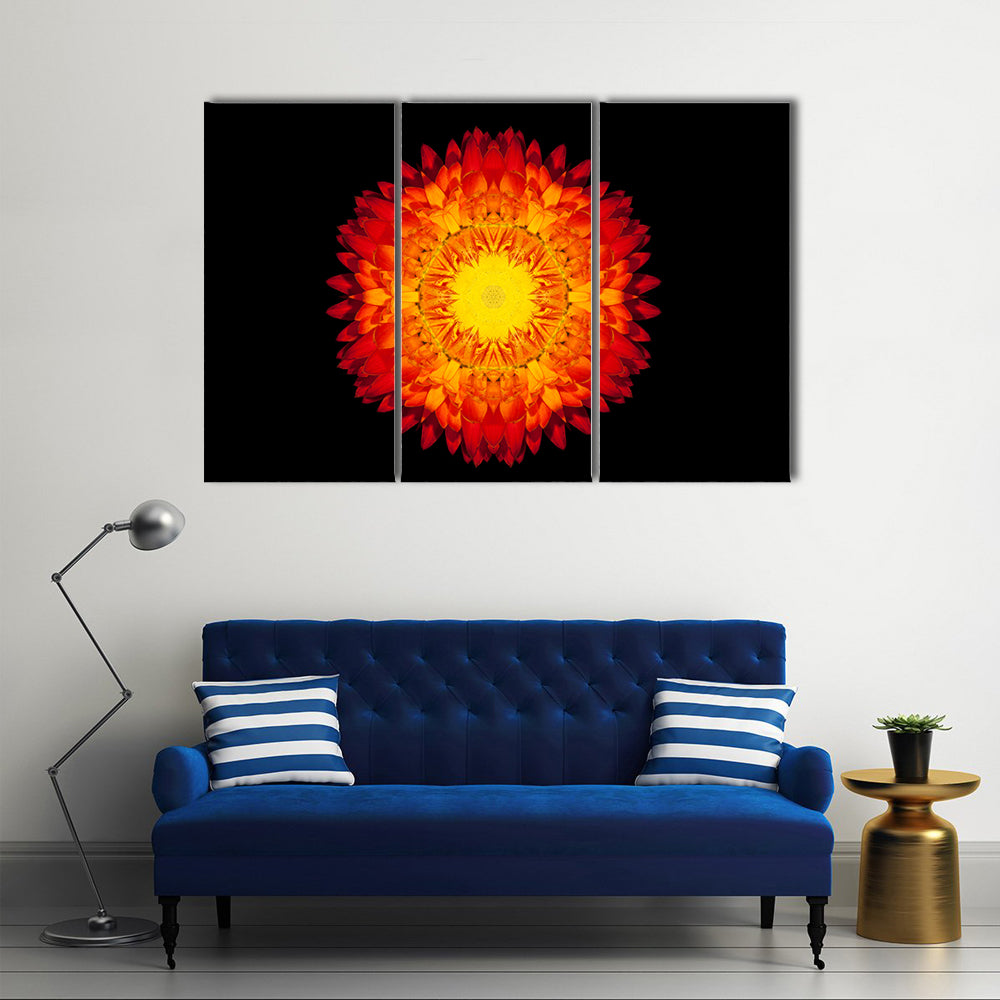 Red Flower Mandala Canvas Wall Art