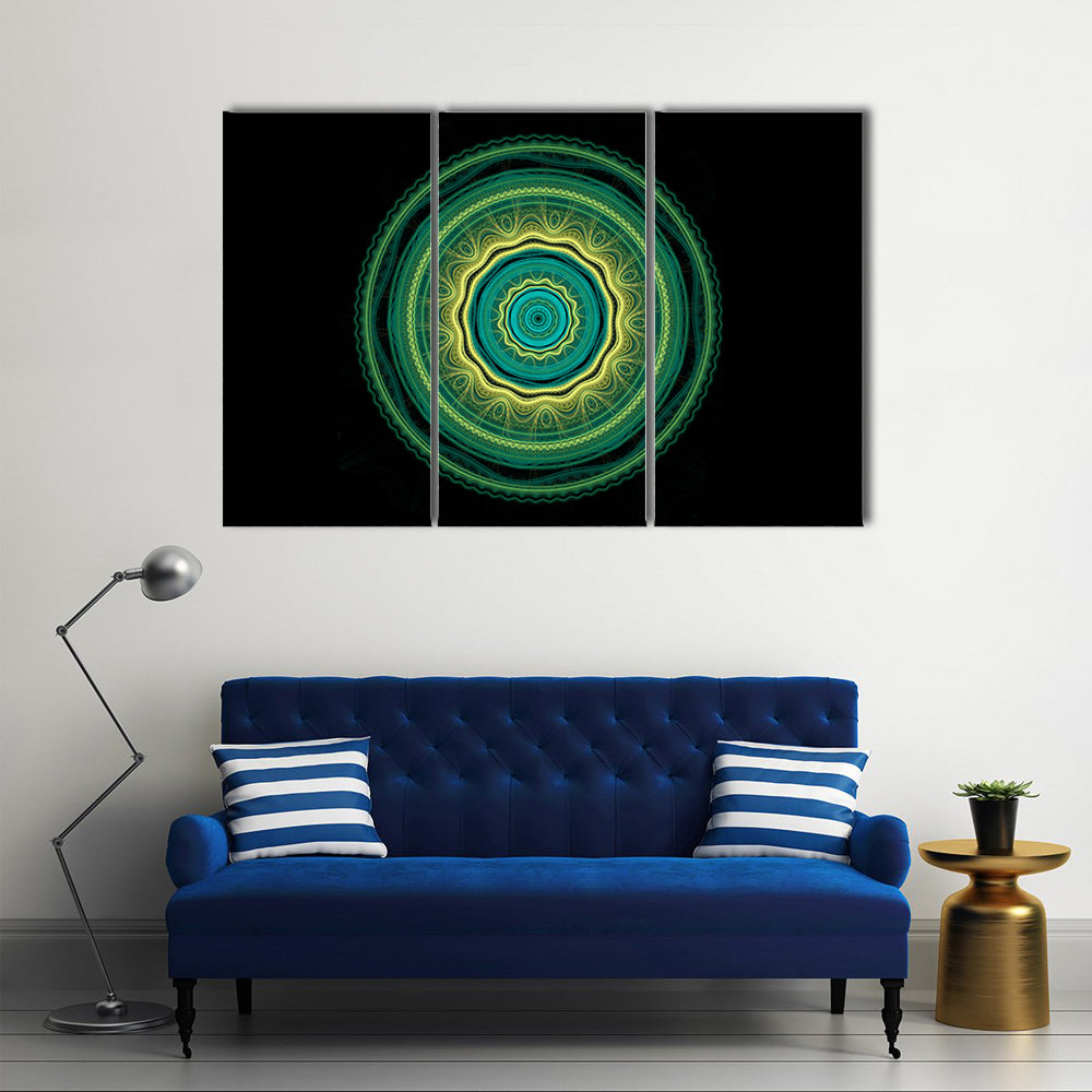 Green Mandala Flower Canvas Wall Art