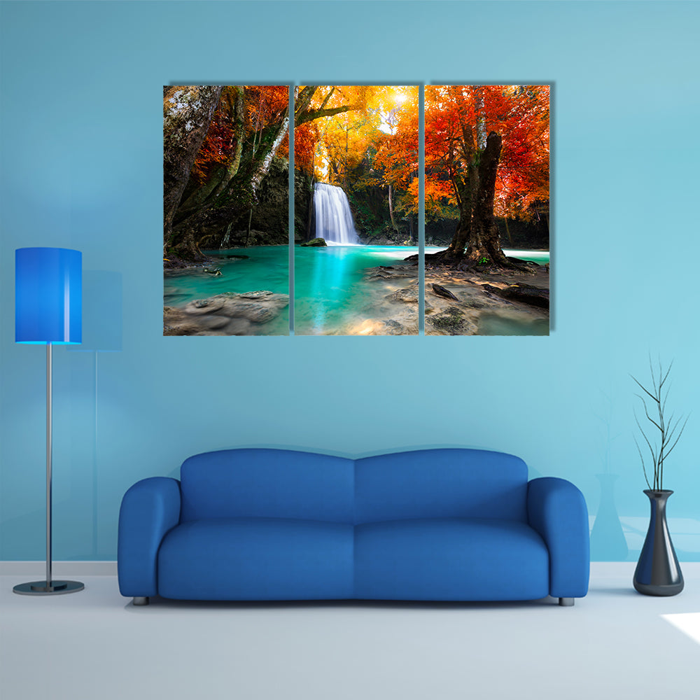 Deep Forest Waterfall In Kanchanaburi Thailand Canvas Wall Art