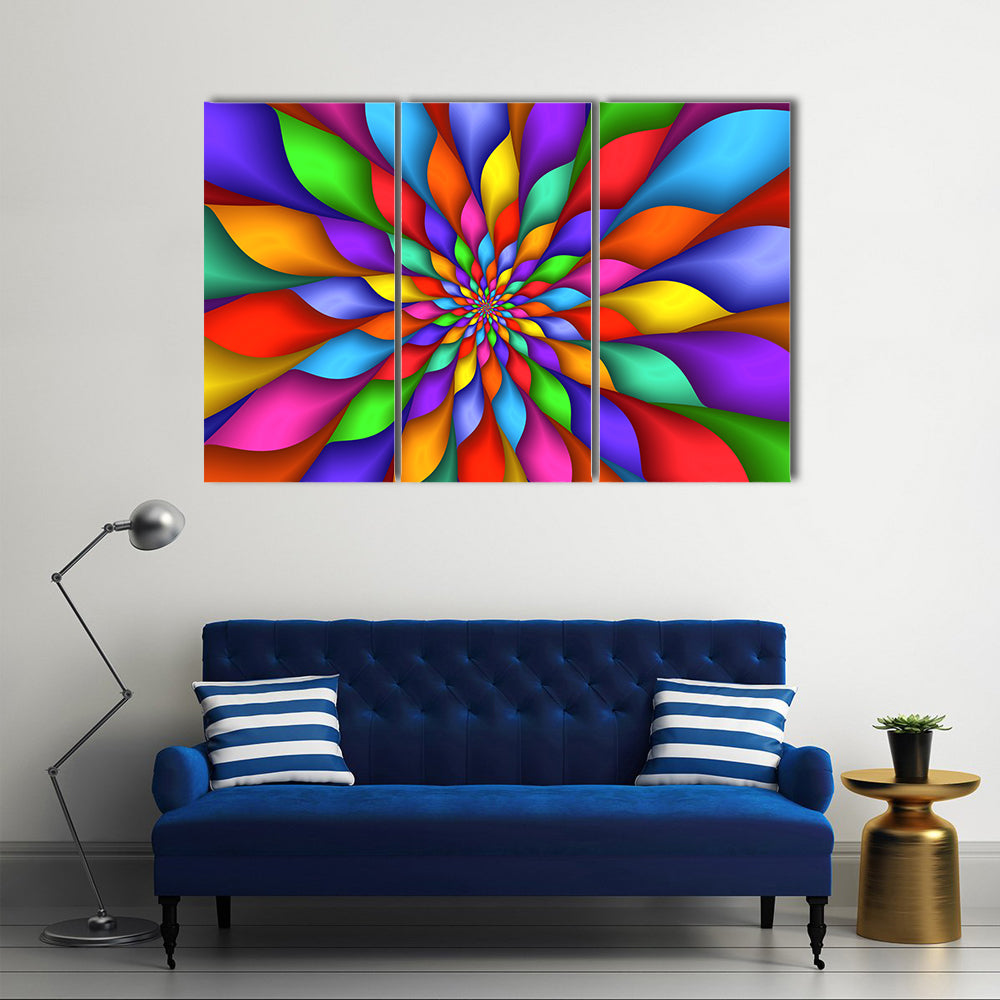 Rainbow Petal Spiral Abstract Canvas Wall Art
