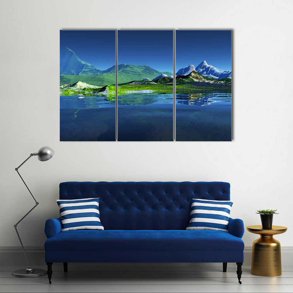 Serene Mountain Lake Reflection Canvas Wall Art