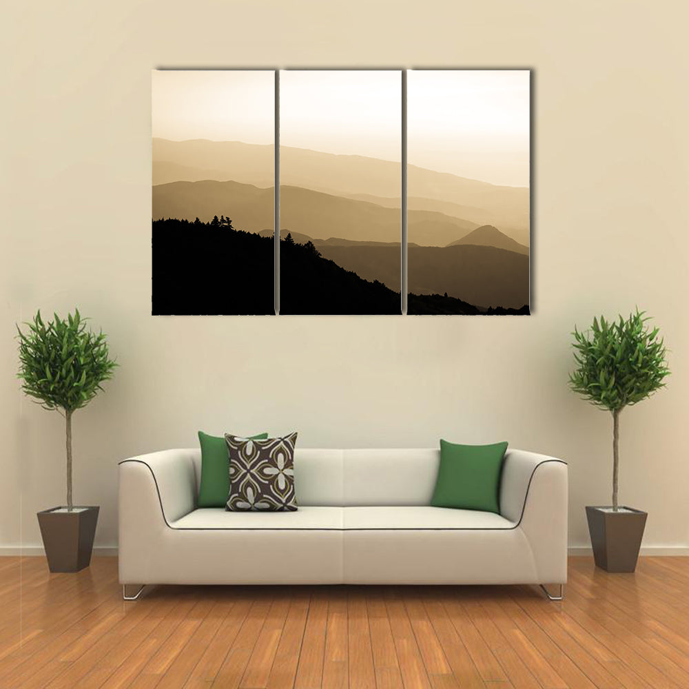 Sunset Over Foggy Mountains In Turkey Canvas Wall Art