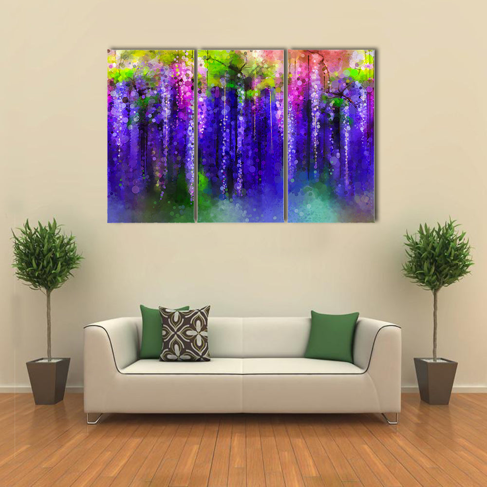 Wisteria Purple Flowers In Spring Canvas Wall Art
