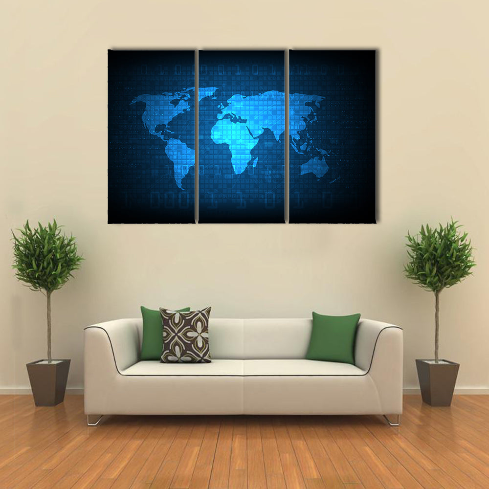 Digital Globe World Map Canvas Wall Art