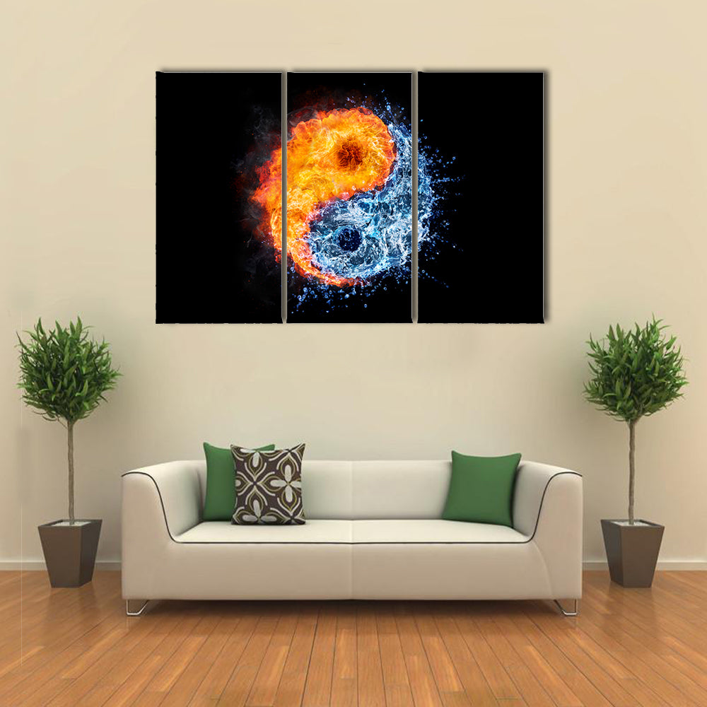 Fire And Water Tao Symbol Canvas Wall Art