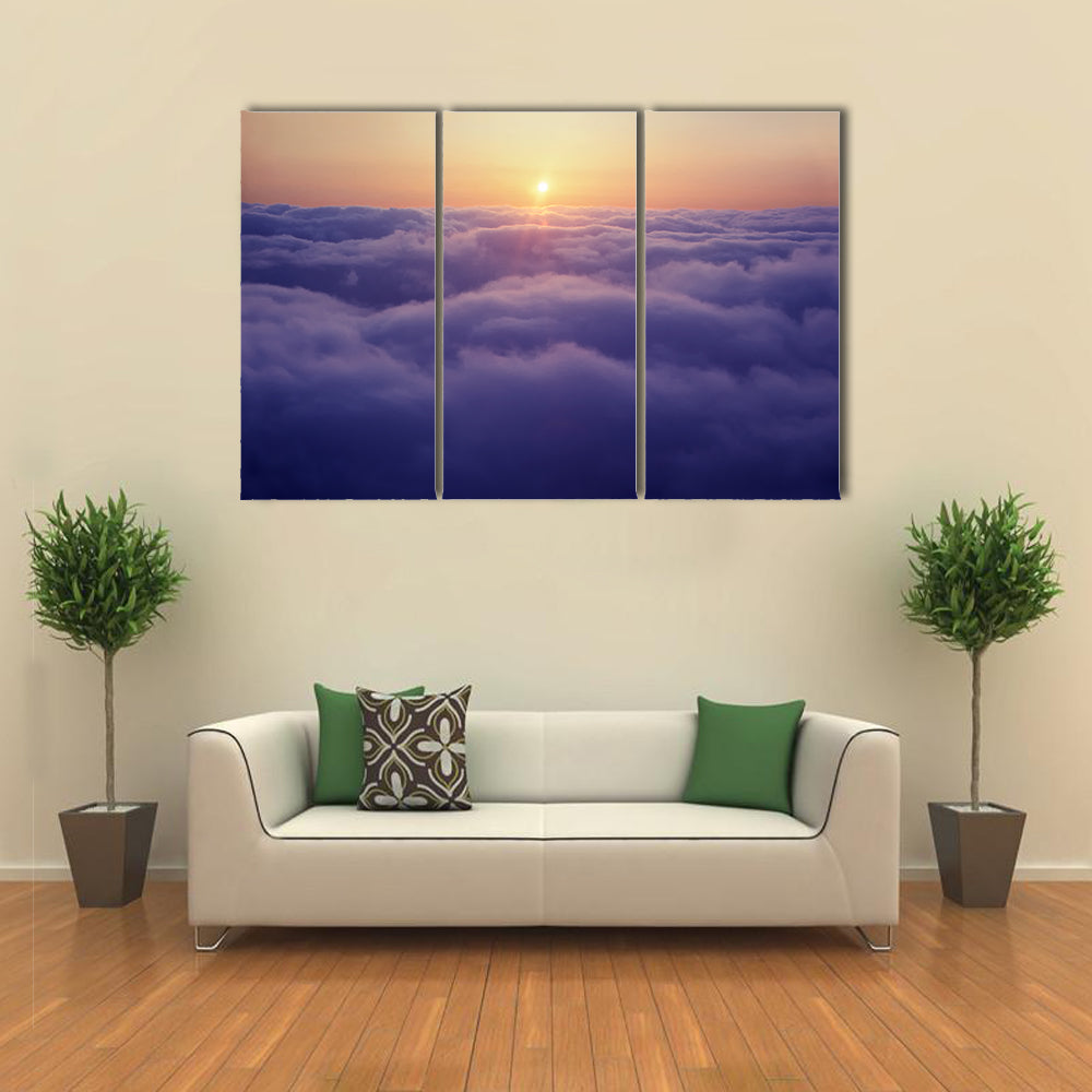 Sunset Above The Clouds Canvas Wall Art