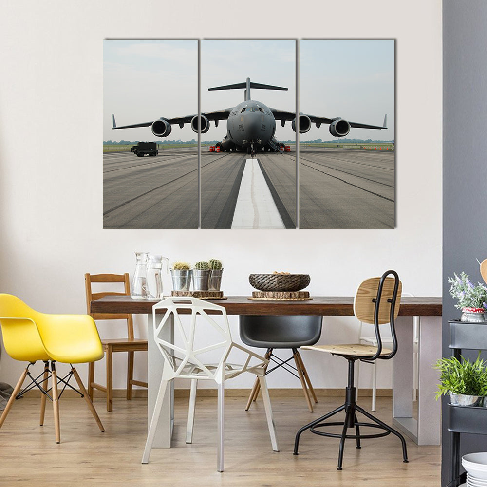 C-17 Globemaster Iii on Runway Canvas Wall Art