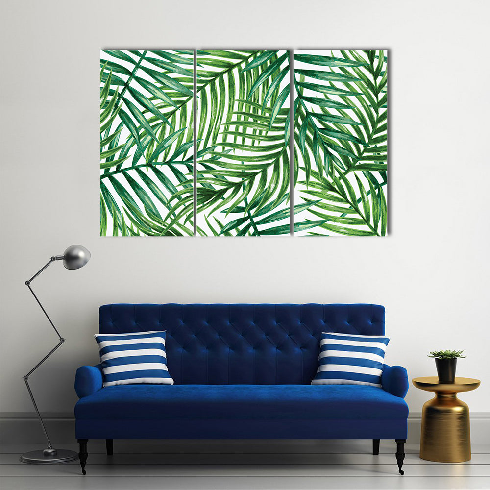 Watercolor Tropical Palm Leaves Canvas Wall Art