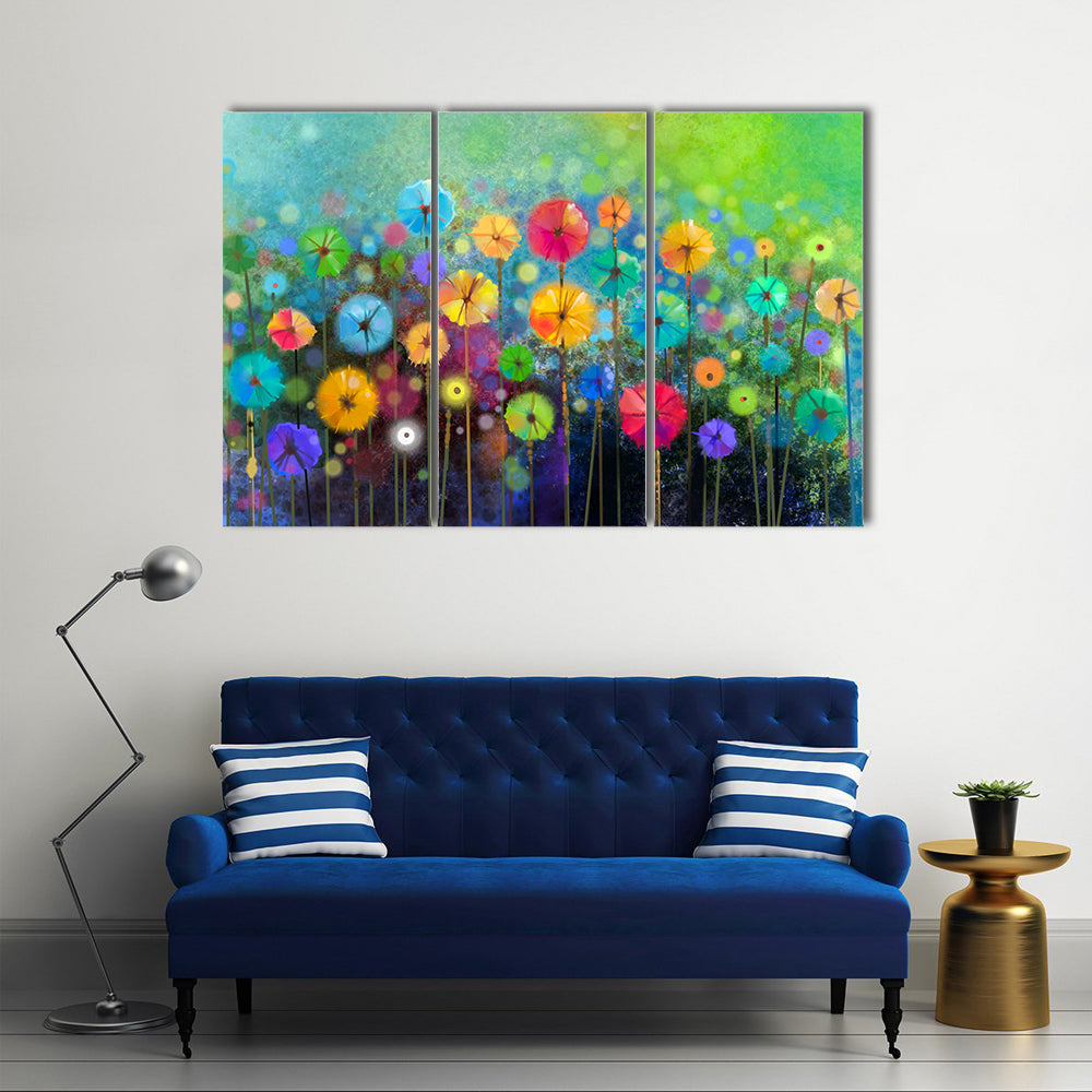 Watercolor Flowers Abstract Canvas Wall Art