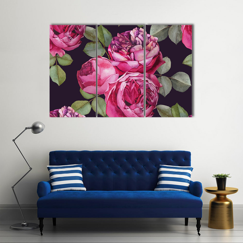 Pink Roses Bouquet Canvas Wall Art