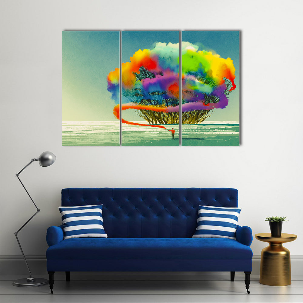 Colorful Smoke Flare Illustration Canvas Wall Art