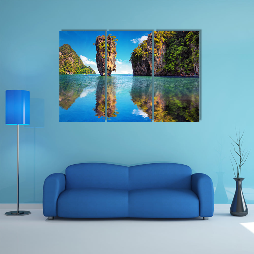James Bond Island Reflection In Phuket Canvas Wall Art