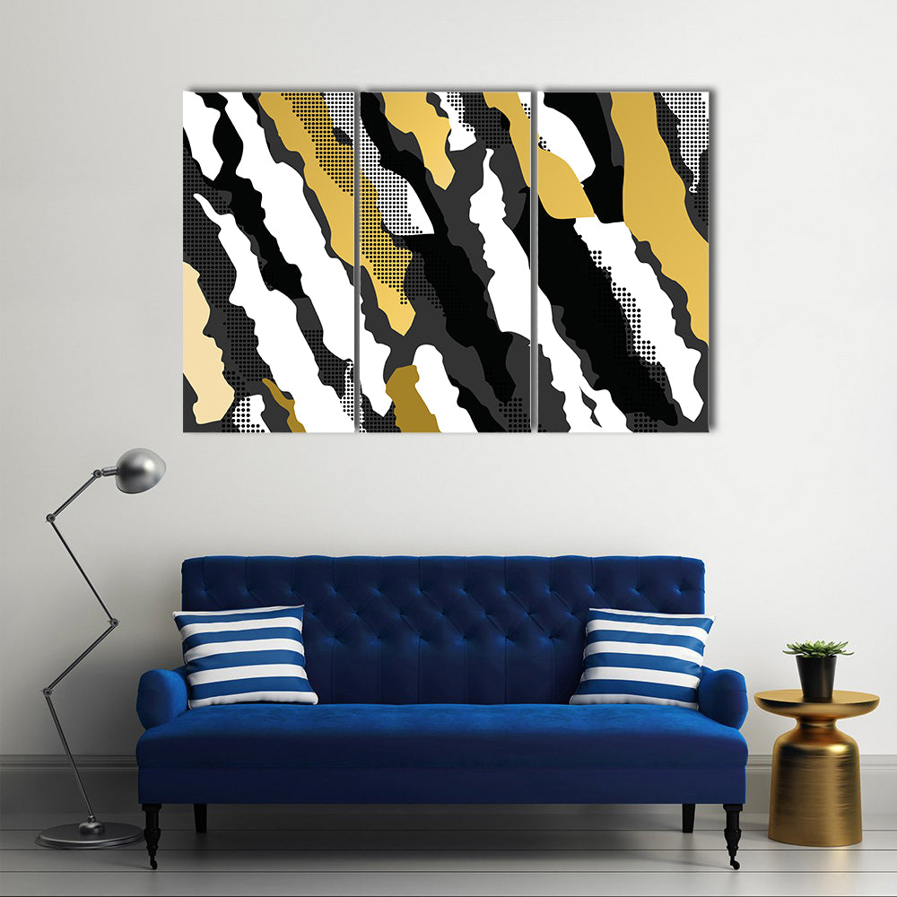 Golden Abstract Camouflage Pattern Canvas Wall Art