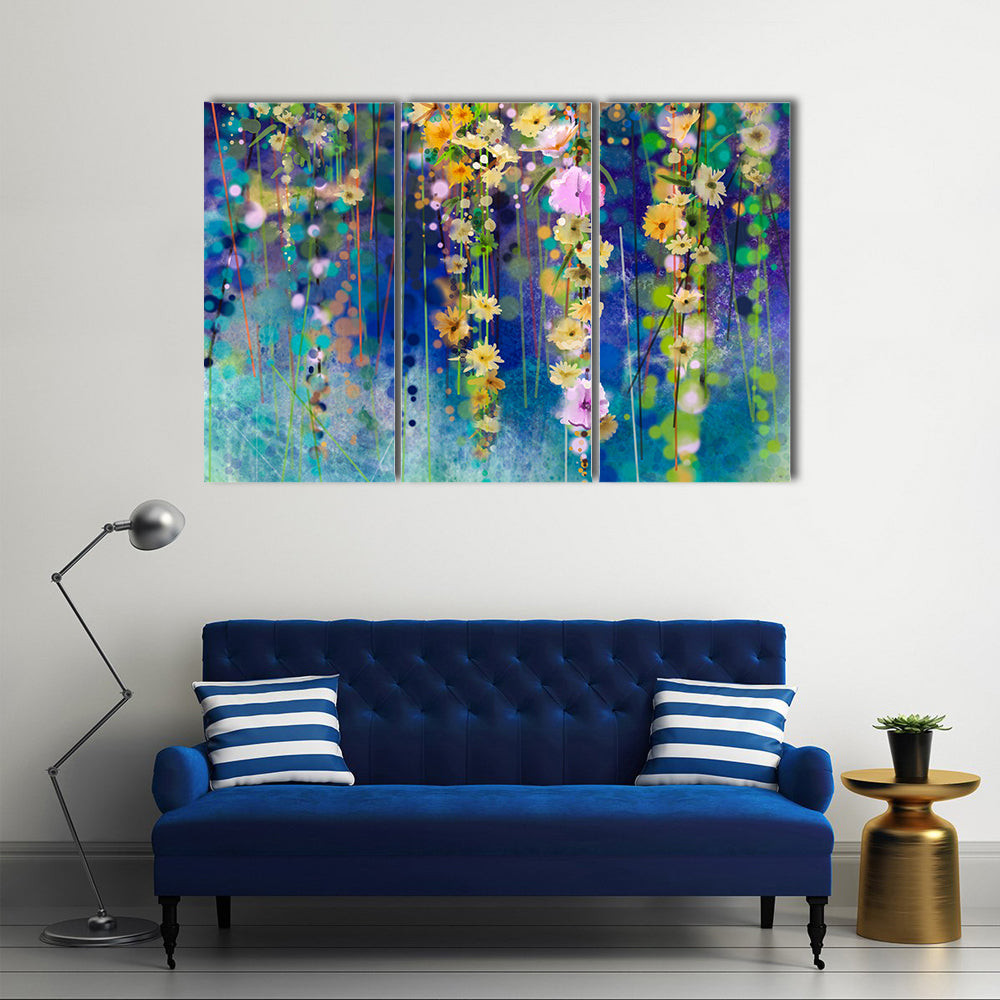 Spring Floral Field Abstract Canvas Wall Art