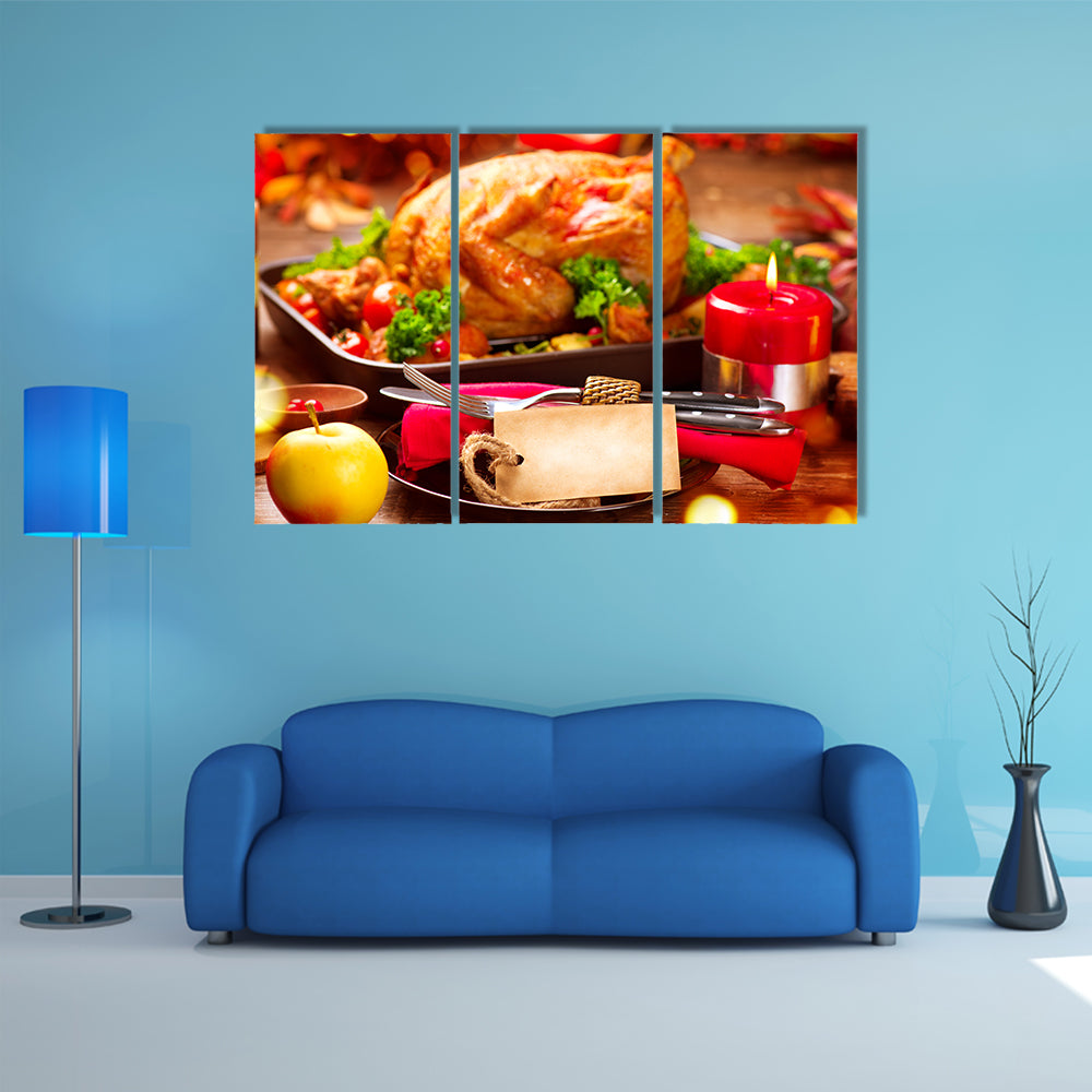 Thanksgiving Dinner Table Canvas Wall Art