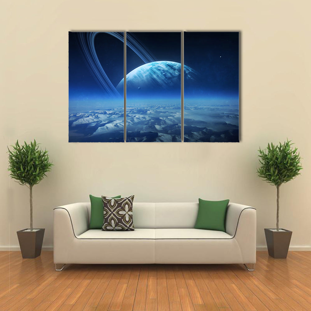 View of Uranus from Titania Canvas Wall Art