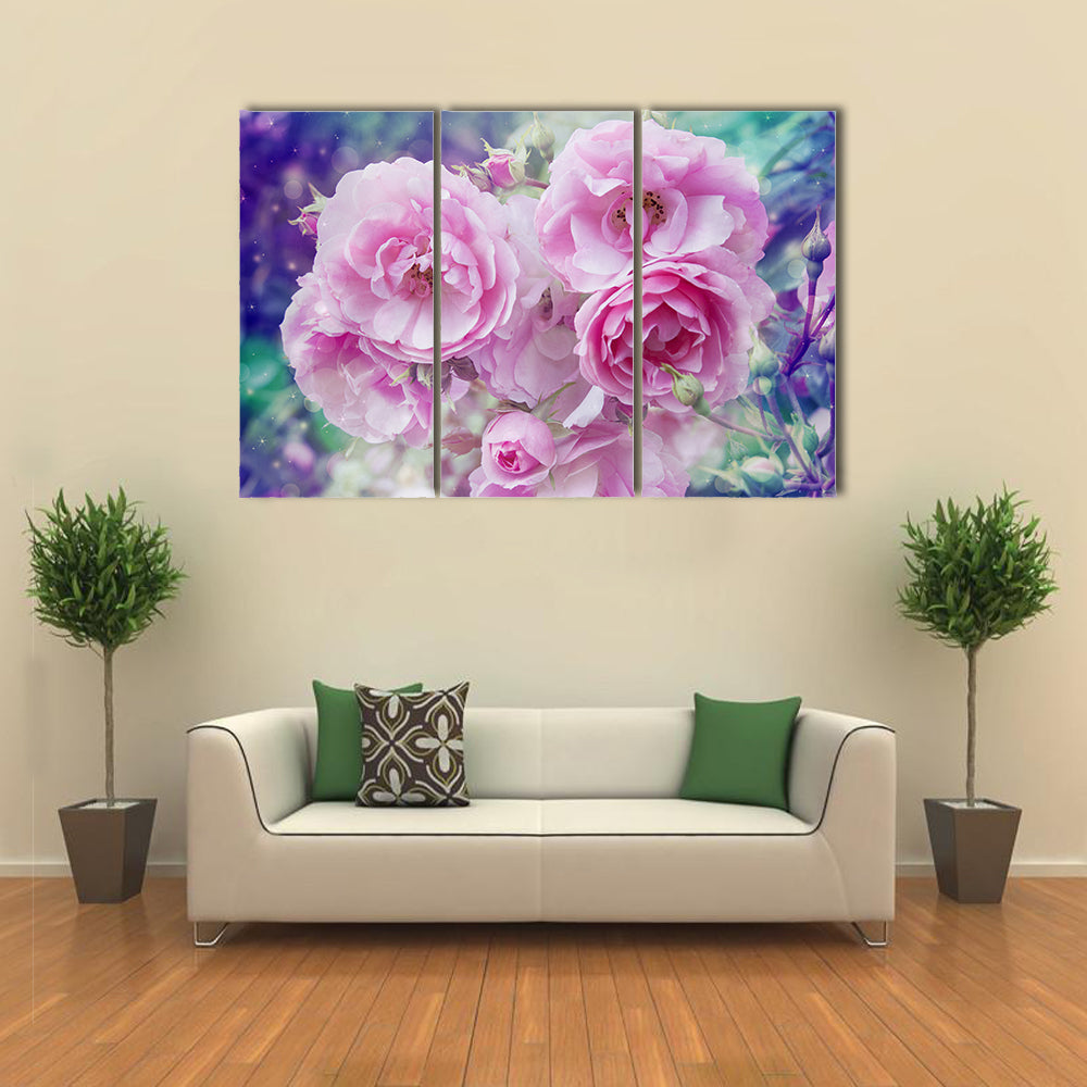 Romantic Pink Roses Close-up Canvas Wall Art