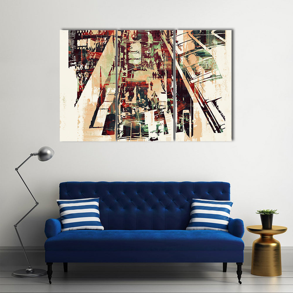 Crowded Urban Cityscape Canvas Wall Art