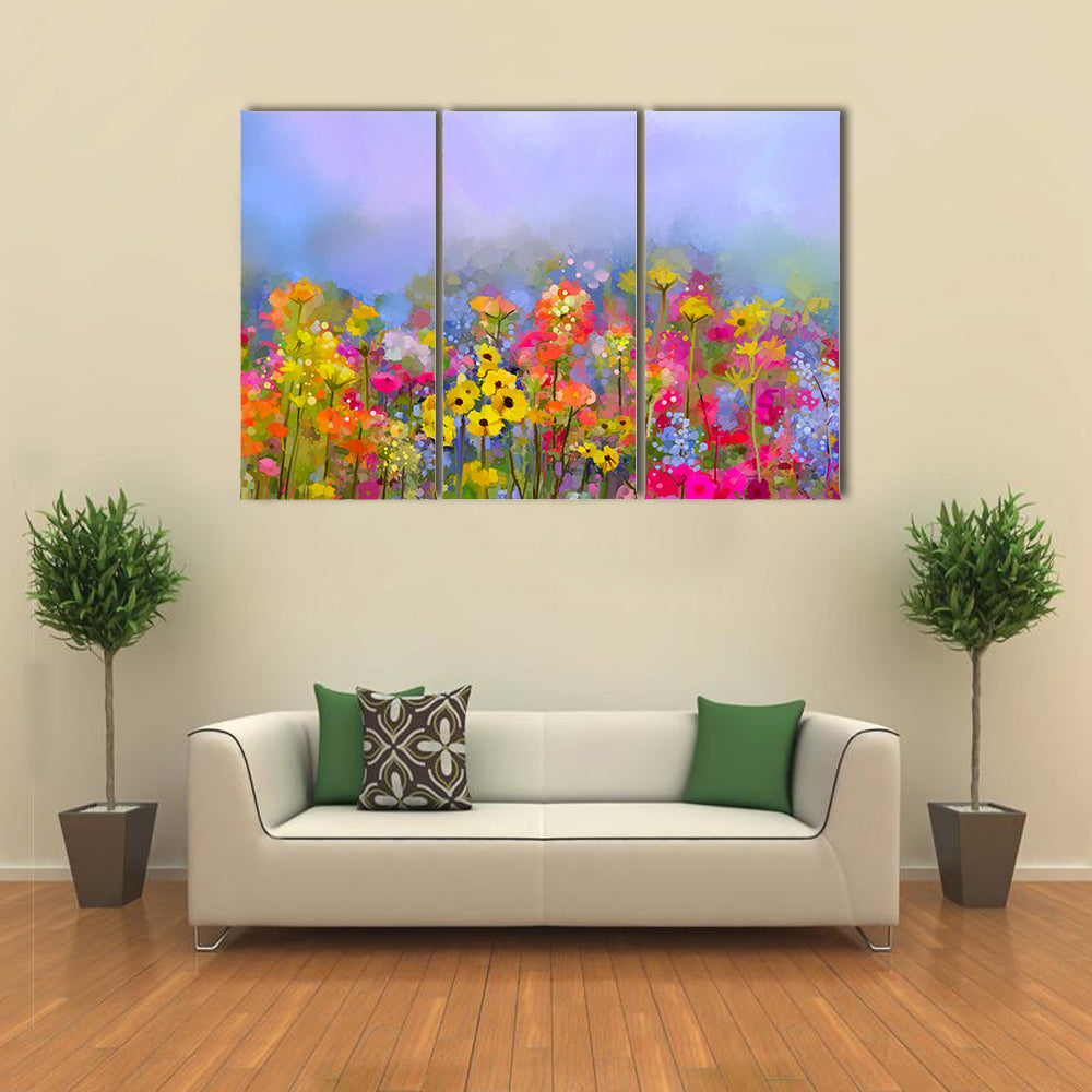 Multicolor Spring Wildflower Meadow Canvas Wall Art