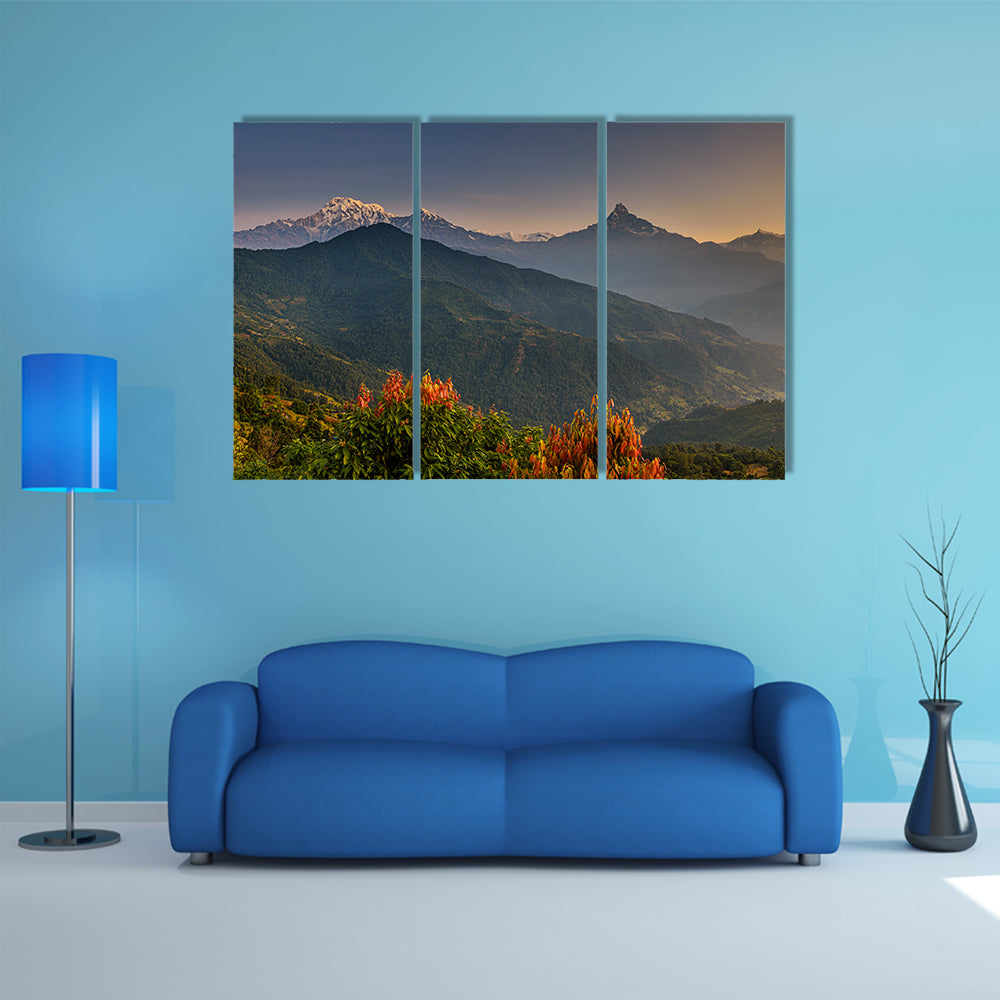 Sunrise Over Himalaya Mountains Near Pokhara Nepal Canvas Wall Art