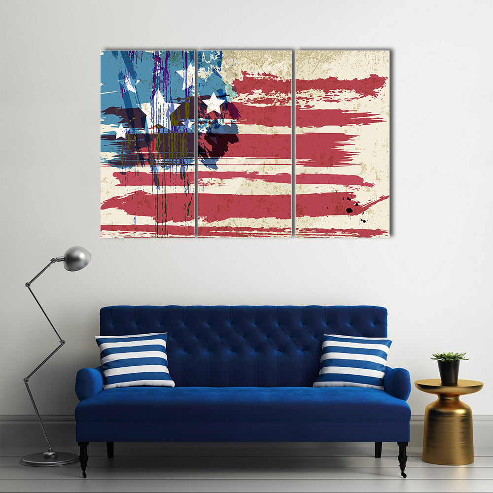 Grunge American Flag Canvas Wall Art
