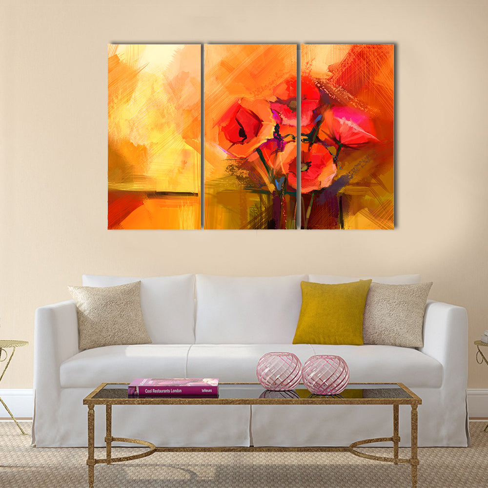 Abstract Red Poppy Bouquet Canvas Wall Art