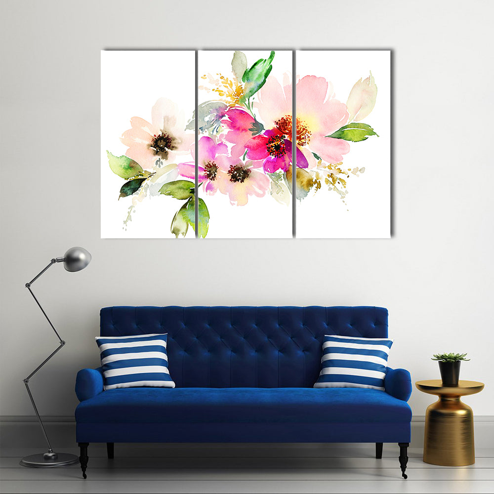 Delicate Watercolor Floral Bouquet Canvas Wall Art