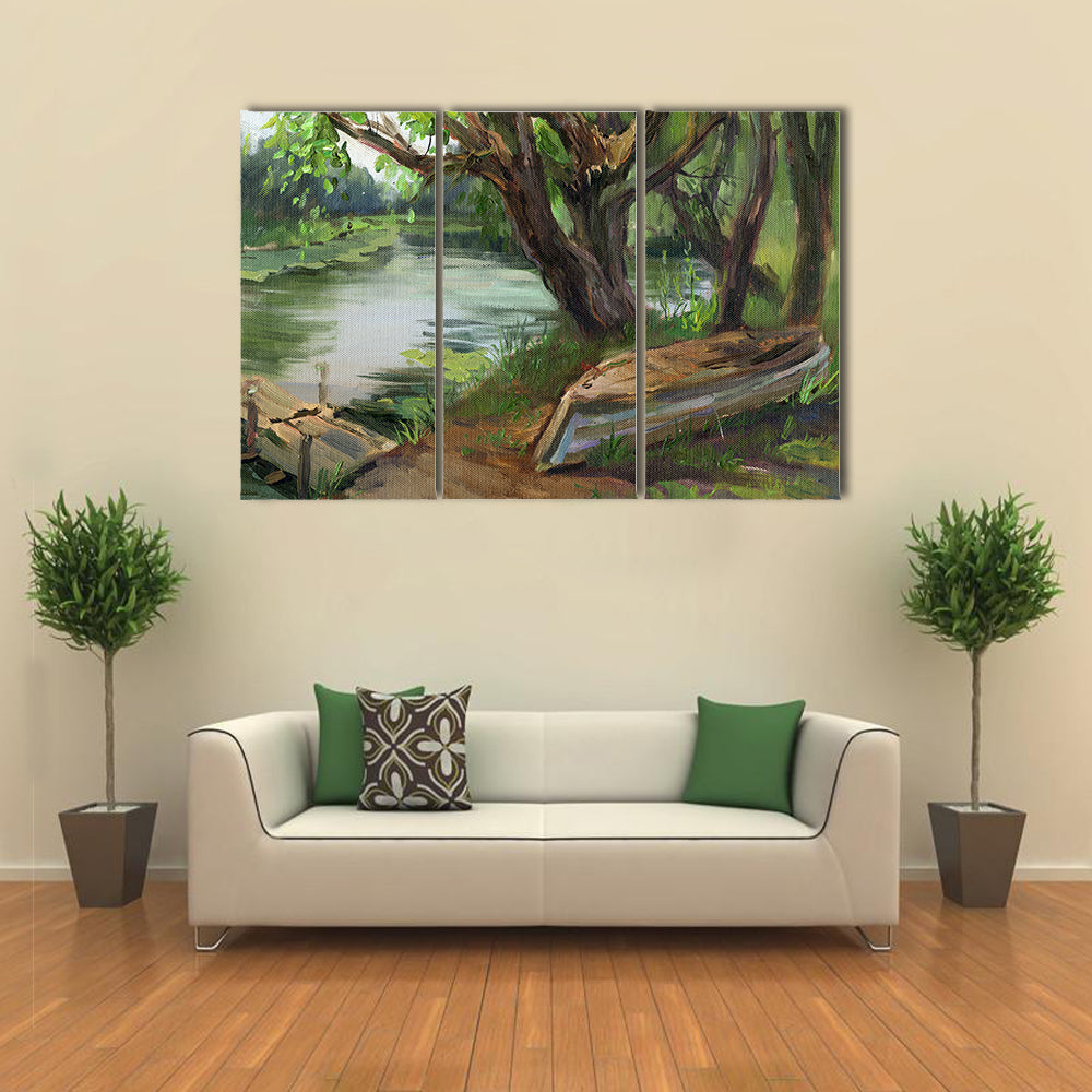Willow Trees By The Water Canvas Wall Art