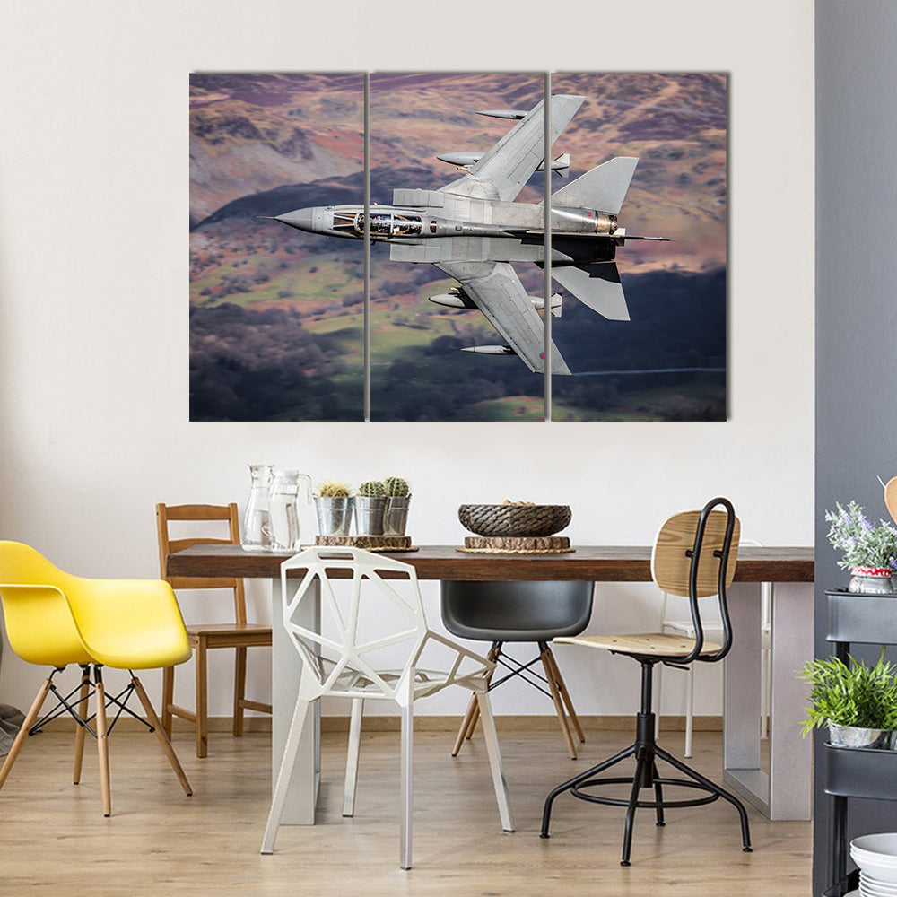 Panavia Tornado Over Mountainous Terrain Canvas Wall Art