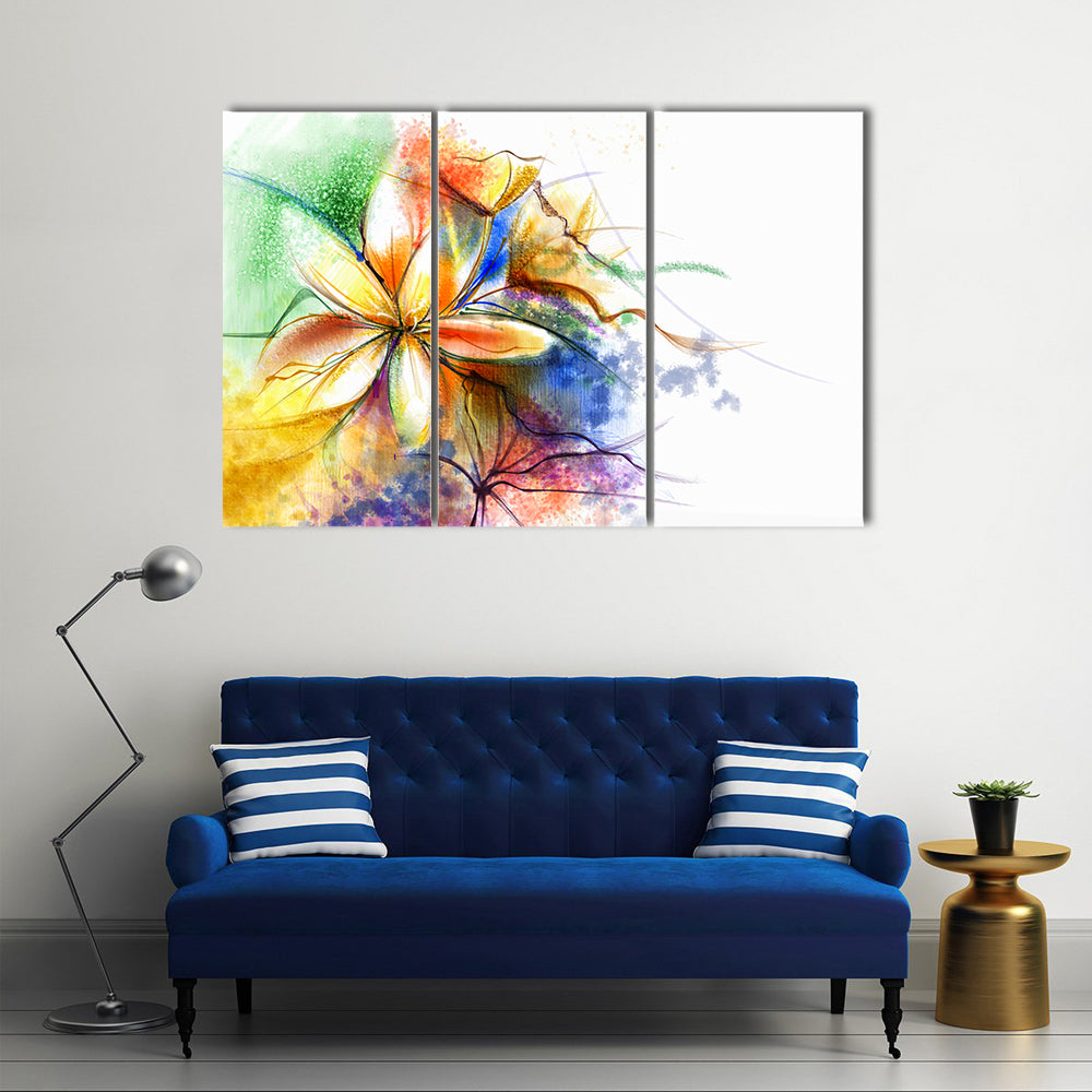 Colorful Abstract Lilies Canvas Wall Art