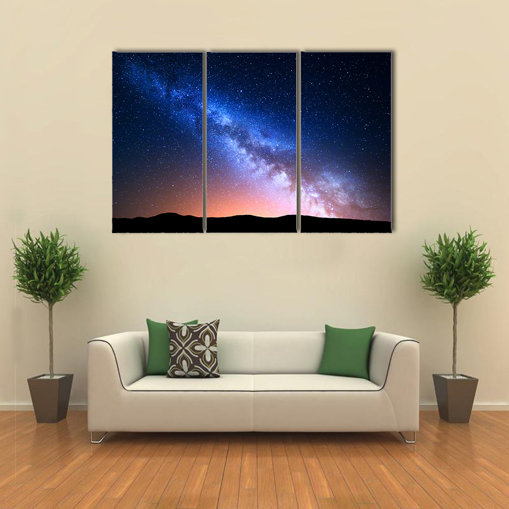 Starry Sky With Hills At Summer Canvas Wall Art