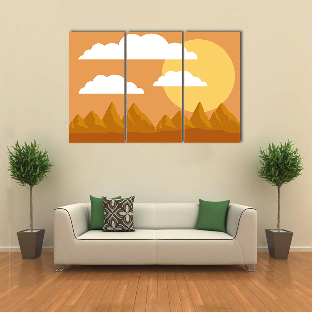 Desert Sunset Illustration Canvas Wall Art
