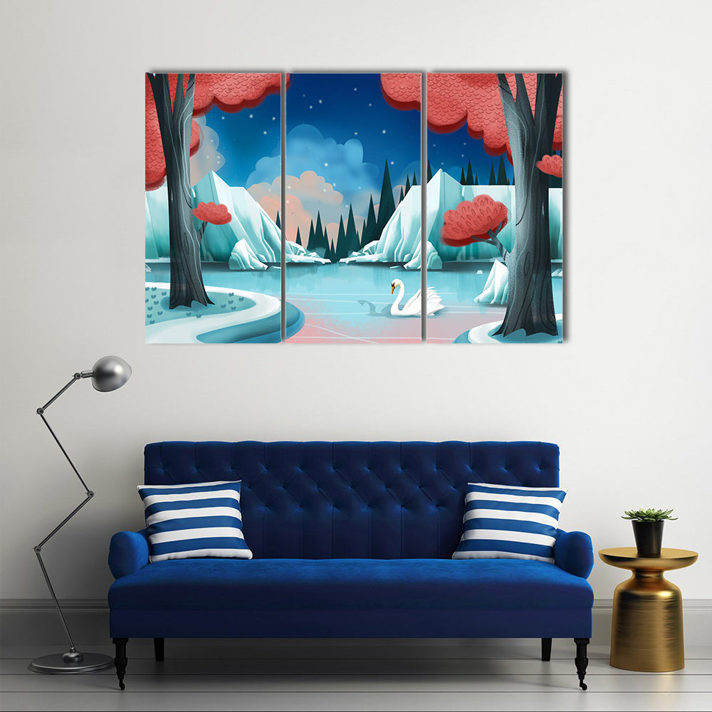 Fantasy Swan Lake Canvas Wall Art