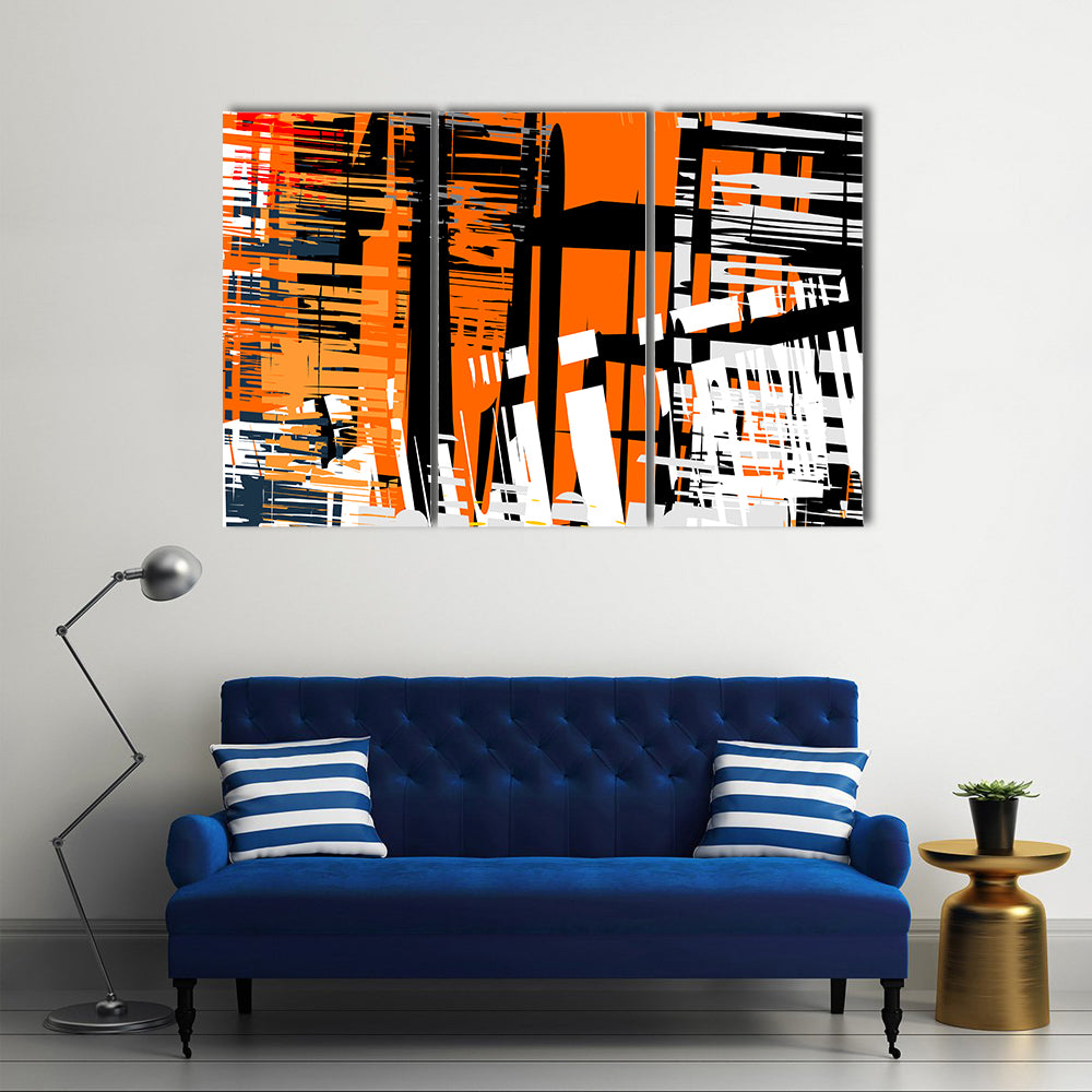 Gradient Grunge Abstract with Geometric Layers Canvas Wall Art