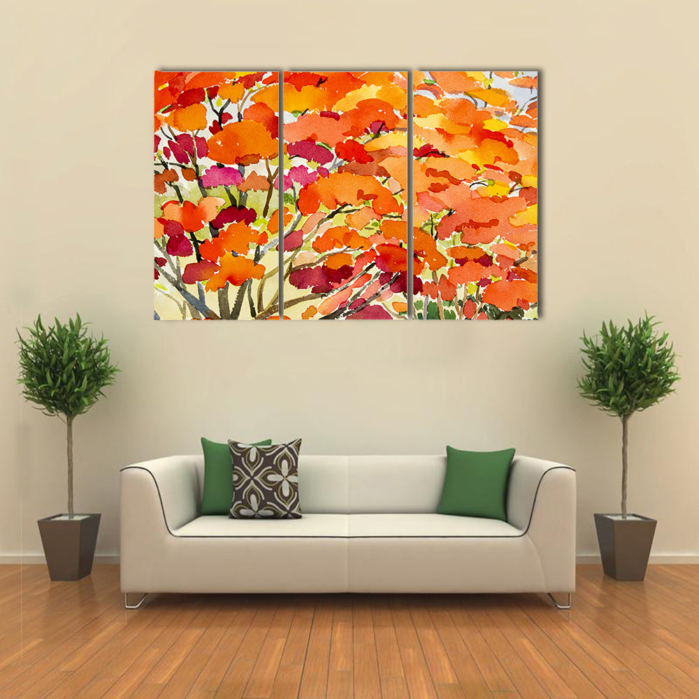 Peacock Flowers Watercolor Abstract Canvas Wall Art