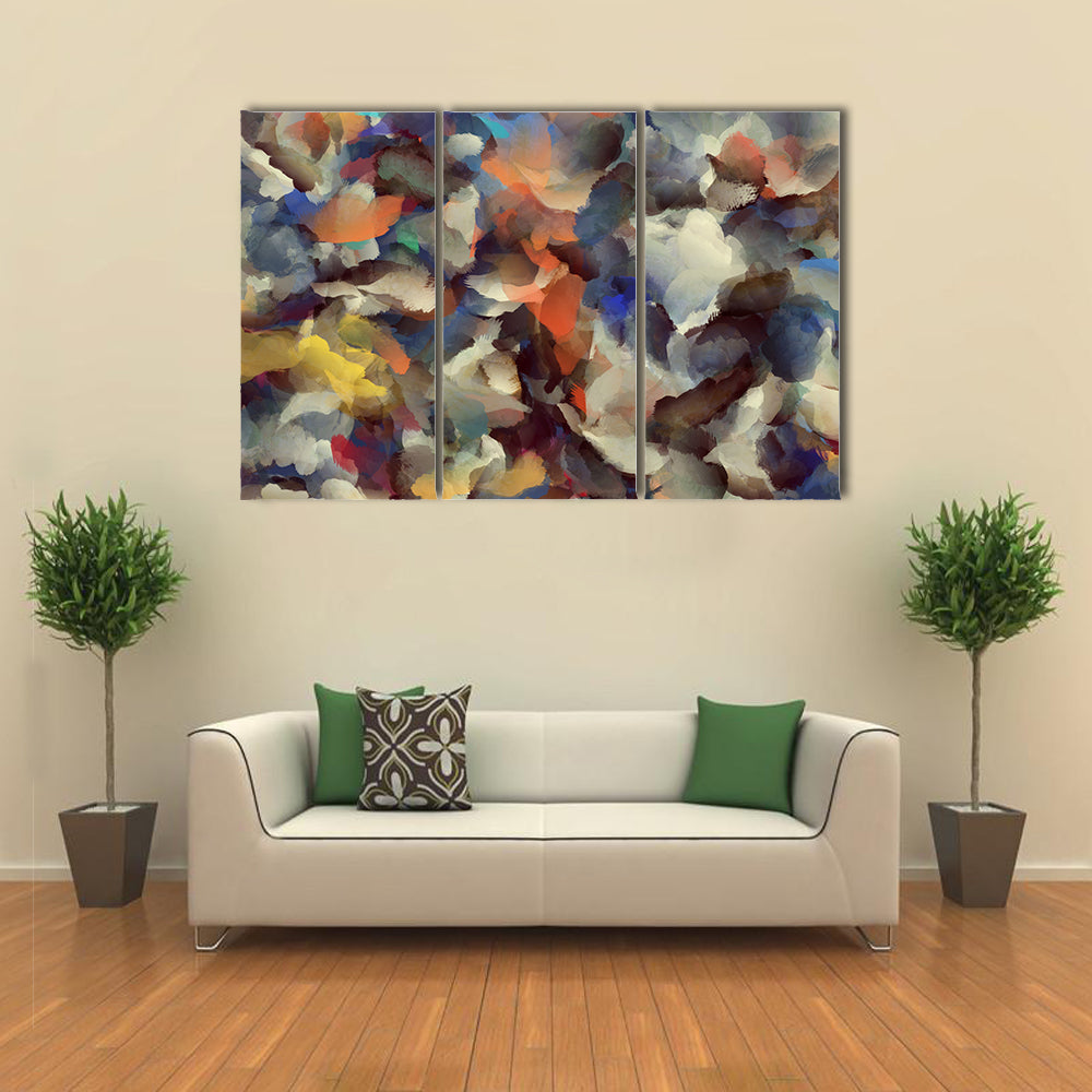 Colorful Retro Abstract Brushstroke Composition Canvas Wall Art
