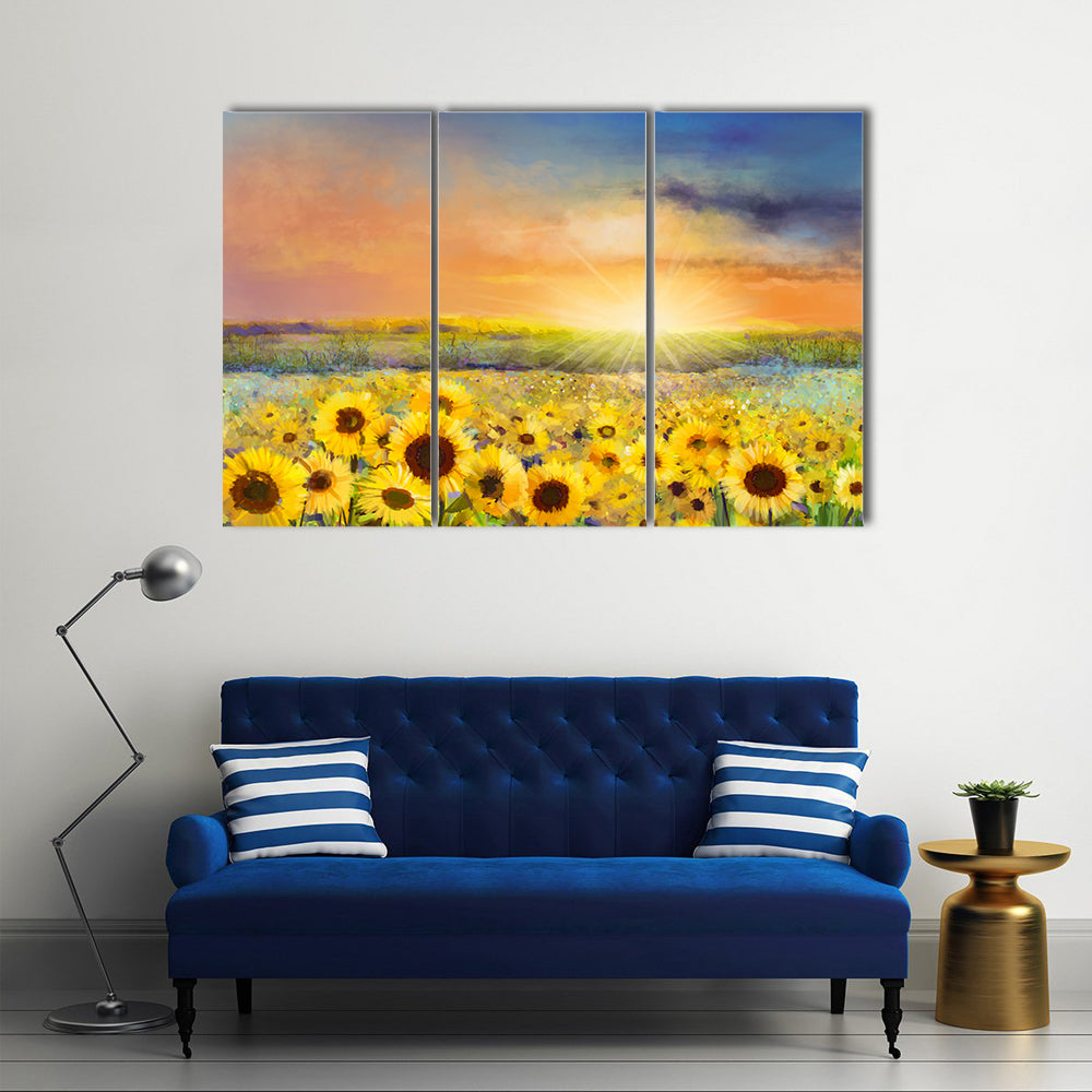 Sunflowers In Warm Sunlight Canvas Wall Art