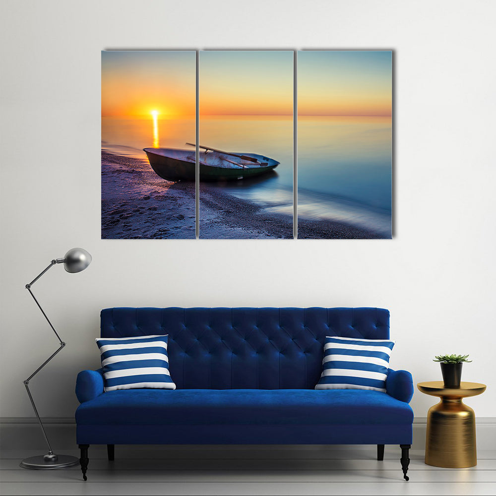 Sunset Rowboat Seascape Canvas Wall Art